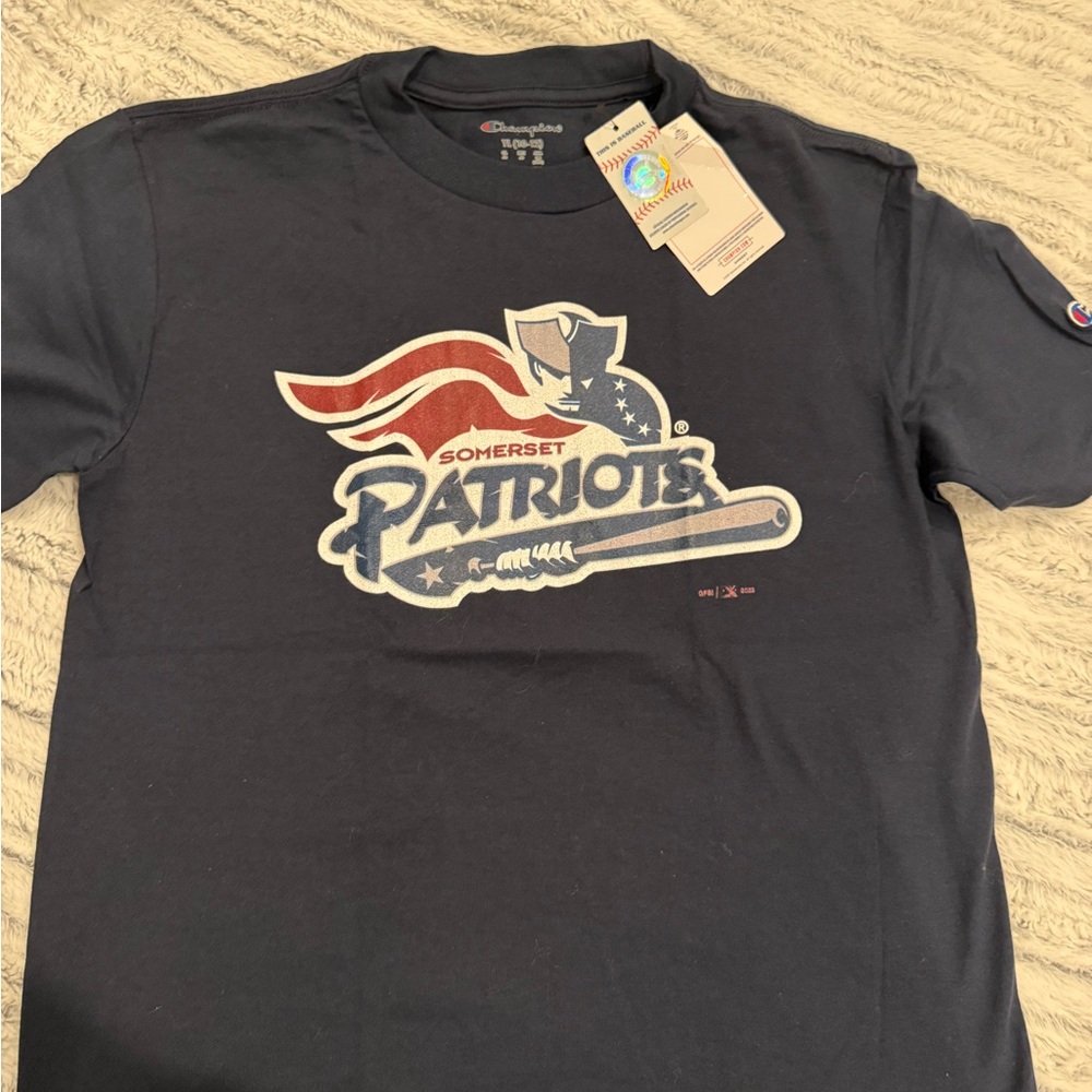 Champion Navy Crewneck T-Shirt with Somerset Patriots